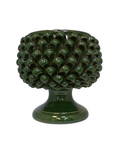 Pigna portavaso verde unica tinta in Ceramica di Caltagirone 2