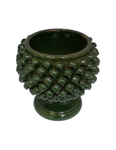 Pigna portavaso verde unica tinta in Ceramica...