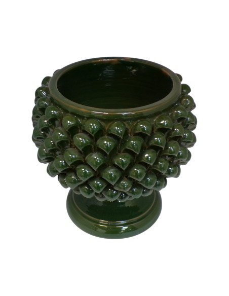 Pigna portavaso verde unica tinta in Ceramica di Caltagirone