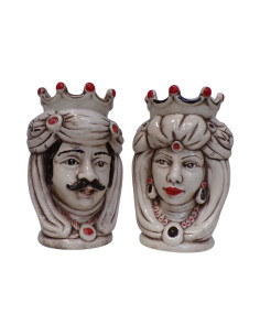 Coppia Teste di Moro fumé in Ceramica di Caltagirone