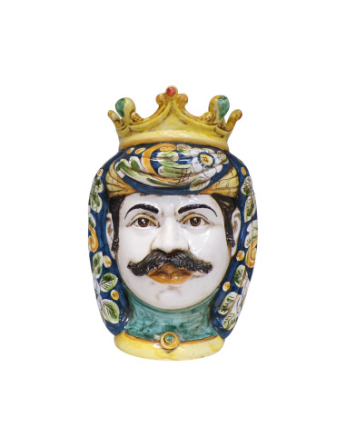 Testa di Moro uomo blu ornata in Ceramica di...