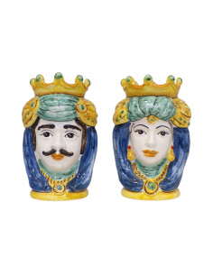 Coppia Teste di Moro classiche in Ceramica di Caltagirone