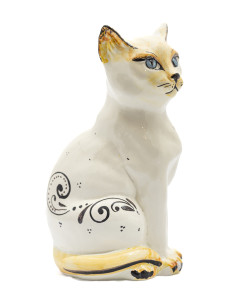 Gatto in Ceramica di Caltagirone con Decoro Semplice
