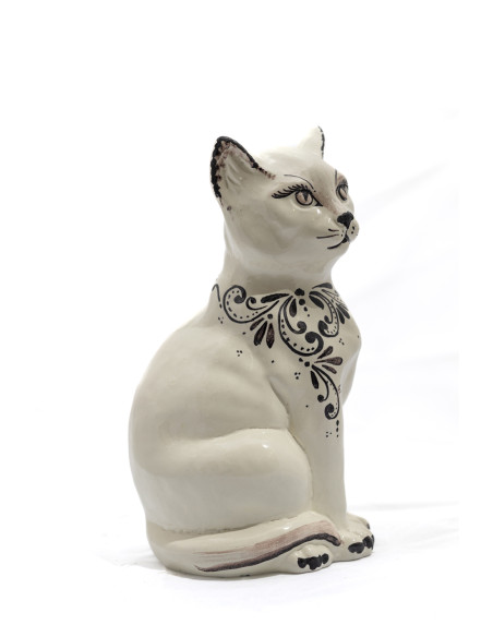 Caltagirone Ceramic Cat with Simple Decoration